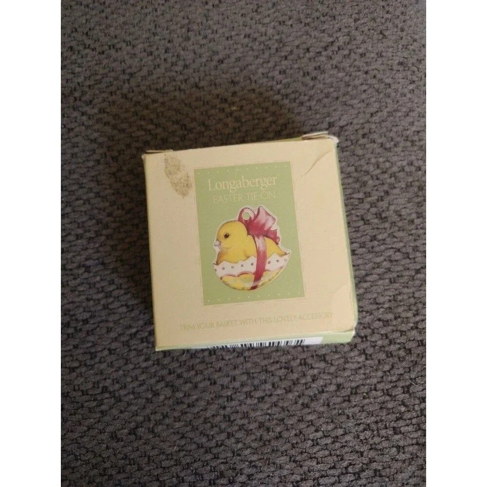 New Longaberger 2001 Basket Easter Tie On Baby Chick Pink Bow Easter Egg Bunny